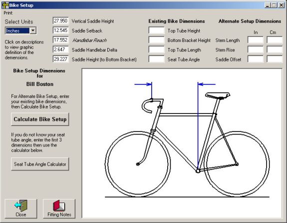 road bike interior size